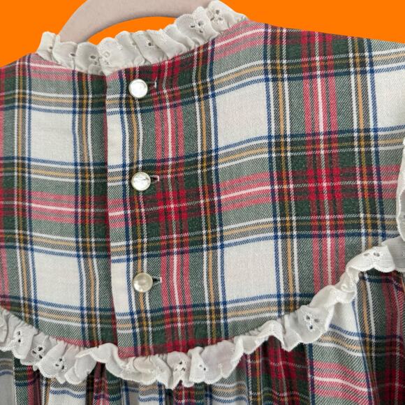 80's 90's vintage tartan plaid Christmas night gown pjs OSFM l.l. bean by lanz - Picture 6 of 11